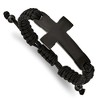 Chisel Stainless Steel Polished Black IP-plated Cross Black Nylon Adjustable Bracelet - 2 of 4
