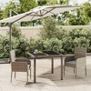 vidaXL 3 Piece Patio Dining Set - Contemporary Gray Poly Rattan with Cushions - Outdoor Durable Steel Frame - Modular Garden Dining Furniture - 2 of 4