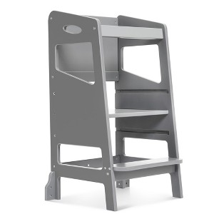 Kids Stool Helper, with 3 Adjustable Levels, Toddler Standing Tower, Non-slip Stepping, for Kitchen Counters, Bathroom Sinks, Solid Wood - 1 of 4