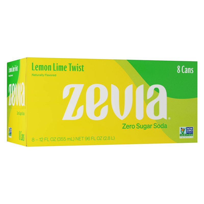 Zevia Lemon Lime Twist Zero Calorie Soda - 8pk/12 fl oz Cans, 1 of 5