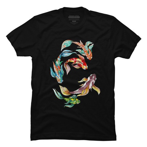 Men's Design By Humans Watercolor And Ink Abstract Koi Fish By Owlsome T- shirt - Black - Medium : Target