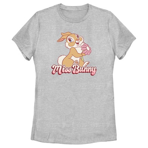 Women's Bambi Valentine's Day Thumper Miss Bunny T-shirt - Athletic Heather  - Large : Target