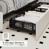 Homhougo Full Size Bed Frame with 4 Storage Drawers, Upholstered Platform Bed Frame with Adjustable Headboard, Diamond Stitched Button Tufted, Grey - 4 of 4