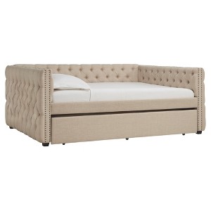 Darlington Tufted Daybed with Trundle - Full - Oatmeal - Inspire Q