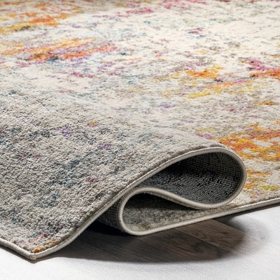 Multicolor Abstract Synthetic Stain-Resistant Rectangular Area Rug