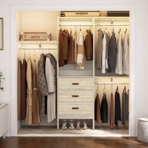 Aheaplus 60'' Closet System with Fabric Drawers, Walk-in Closet Organizer with Hanging Rods and Adjustable Shelves - 1 of 4