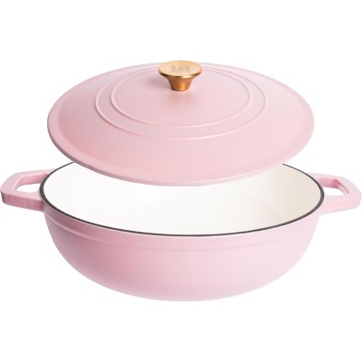 Matte Pink Enameled Cast Iron 5 Qt. Round Braiser with Lid