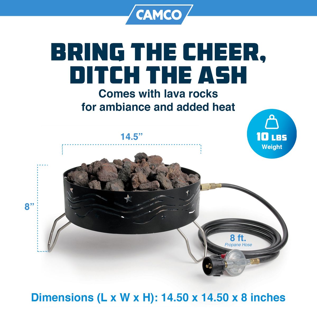 Camco Portable Campfire Outdoor Propane Heater Fire Pit with Lava Rocks, Black - thumbnail 4