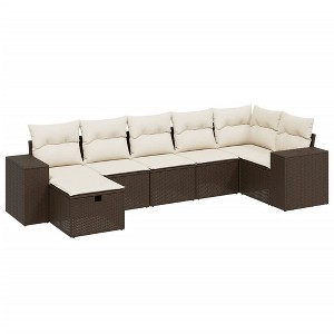 vidaXL Garden Sofa Set Brown Poly Rattan, Steel Large Modular - 1 of 4