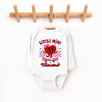 The Juniper Shop Little Miss Valentine Skateboard Baby Long Sleeve Bodysuit