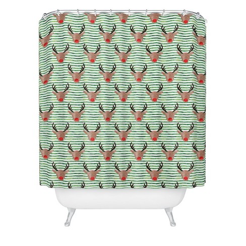 Little Arrow Design Co watercolor rudolf Shower Curtain - Deny Designs - image 1 of 3