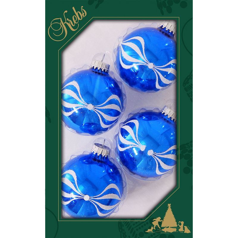 Glass Christmas Tree Ornaments - 67mm/2.63" [4 Pieces] Decorated Balls from Christmas by Krebs Seamless Hanging Holiday Decor, 1 of 5