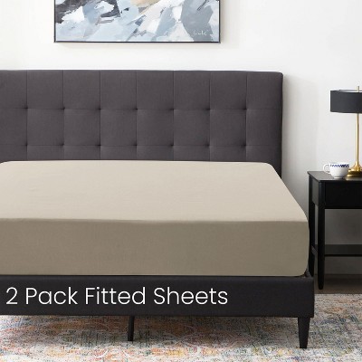 Fitted Sheet Only - 2 Pack Extra Deep Pocket up to 16" No-Pop Off Elastic Bottom Sheets Ultra-Soft Brushed Microfiber - COTTON PASSION