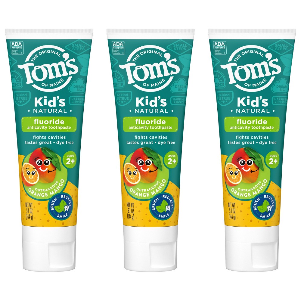 Photos - Toothpaste / Mouthwash Tom's of Maine Outrageous Anticavity Toothpaste - Orange-Mango - 3pk/5.1oz