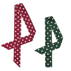 Allegra K Women's Skinny Silky Polka Dots Waistband Narrow Neck Scarf 2Pcs - 1 of 4