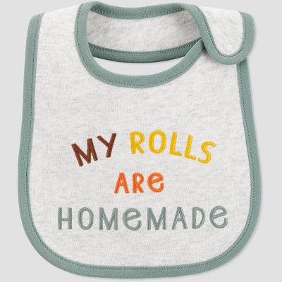 Baby 'My Rolls are Homemade' Thanksgiving Bib - Just One You® made by carter's Green/Gray