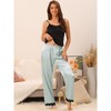 cheibear Women's Satin Elastic Wide-leg Lace Trim Loungewear Long Sleep Pants - 2 of 4