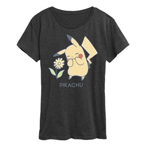 Women's - Pokémon - Pikachu Flowers Short Sleeve Graphic T-Shirt - 1 of 4