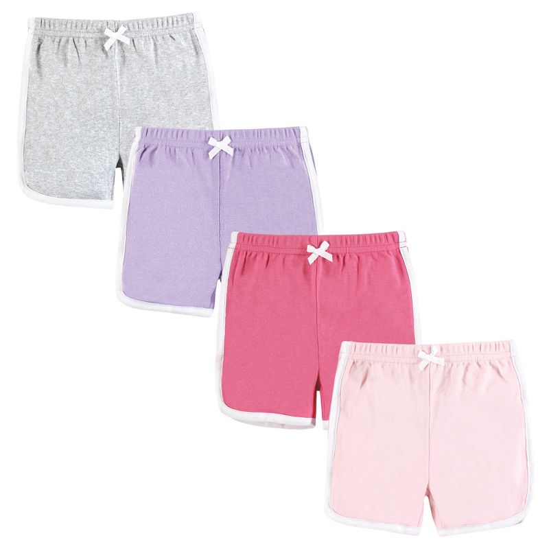 Hudson Baby Girl Shorts Bottoms 4-Pack, Pink Lilac, 1 of 7