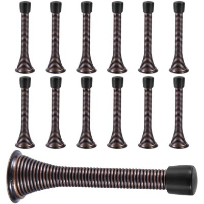 Attop 12-Pack 3 1/4 Inch Antique Brass Spring Door Stops - Rustproof Screws, Rubber Bumpers for Wall/Door Protection (Wood/Steel/Fiberglass)