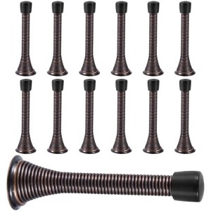 Attop 12-Pack 3 1/4 Inch Antique Brass Spring Door Stops - Rustproof Screws, Rubber Bumpers for Wall/Door Protection (Wood/Steel/Fiberglass) - 1 of 4