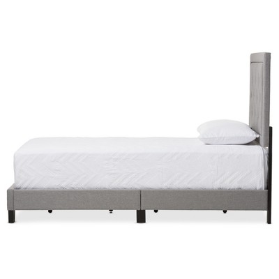 Elegant Twin-Size Linen Upholstered Bed with Diamond Tufting - Gray