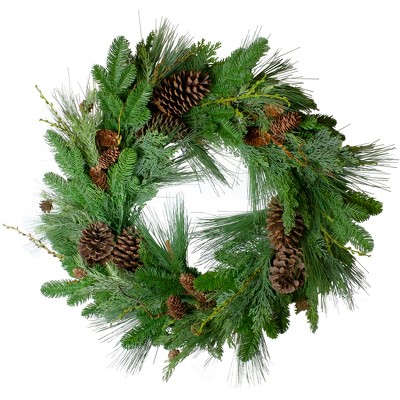 Northlight Pine Cone and Cedar Artificial Christmas Wreath - 32-Inch, Unlit