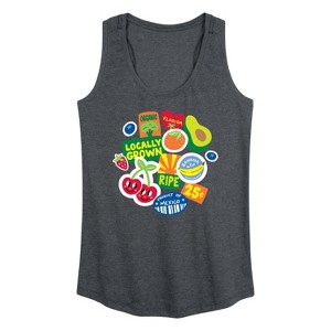 Women's - Instant Message - Fruit Stamps Graphic Racerback Tank - 1 of 4
