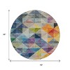Beige Navy Blue And Orange Geometric Washable Indoor Outdoor Area Rug - 3 of 4