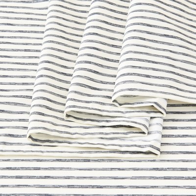 Queen Size Dark Grey Striped Microfiber Sheet Set