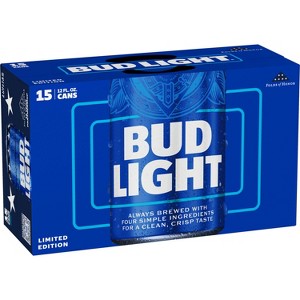 Bud Light American Lager Beer - 15pk/12 fl oz Cans - 1 of 4