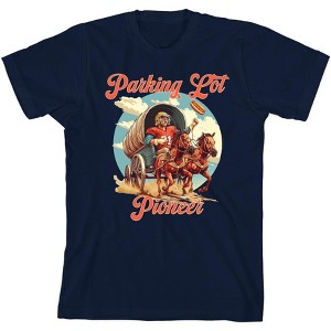 "Parking Lot Pioneer" Old West Wagon Football Cowboy Youth Short Sleeve Tee - 1 of 2