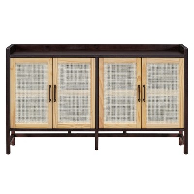 NicBex Farmhouse Rattan Sideboard Cabinet with Adjustable Shelves for Kitchen,Living Room