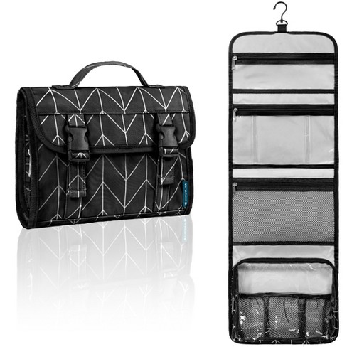 Pavilia Travel Hanging Toiletry Bag Women Men, Large Capacity Makeup Kit, Waterproof  Cosmetic Storage Organizer Case (black Chevron, Large) : Target