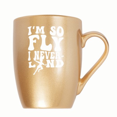 Elanze Designs I'm So Fly I Neverland 10 ounce New Bone China Coffee Tea Cup Mug, Vegas Gold