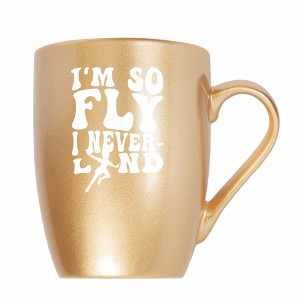 Elanze Designs I'm So Fly I Neverland 10 ounce New Bone China Coffee Tea Cup Mug, Vegas Gold - 1 of 4