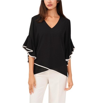 Vince Camuto Womens Overlap Ruffled Blouse