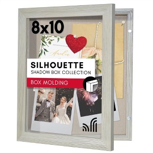 Americanflat Front Opening 8x10 Shadow Box Frame with Shatter-Resistant Glass - Shadow Box Display Case for Tabletop and Wall Display - Grey Wood - 1 of 1