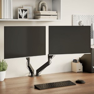 Aghana Digitals Dual Monitor Arm: Steel, 27" Max Screens, 44.1lb Capacity, Gas Spring Adjustment, - 1 of 4