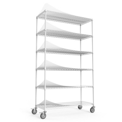 Dolonm 6 Tier Wire Shelving Unit, Heavy Duty NSF-Certified Height Adjustable Metal Storage Shelves with Wheels - White