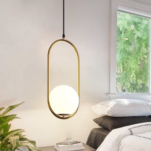 DORESshop 1-Light Modern Copper Pendant Light with White Glass Shade, No Bulb Included - 1 of 4
