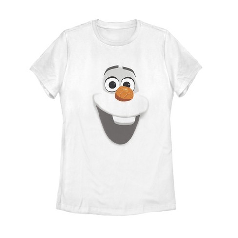 Women s Frozen Olaf Face T Shirt White Large