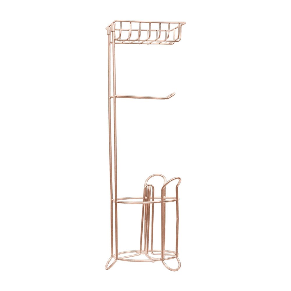 Standing Tissue Roll Holder with I-phone Storage Copper Finish - Nu Steel: Freestanding Bathroom Organizer