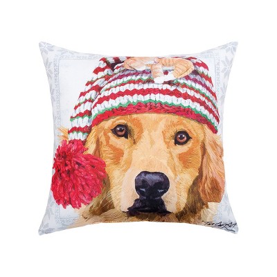 C&F Home 18" x 18" Winter Hat Golden Indoor/Outdoor Christmas Holiday Throw Pillow