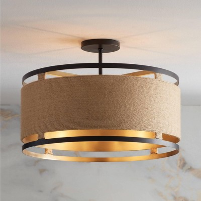 Windward Passage 4-Light Coal and Soft Brass Drum Ceiling Light