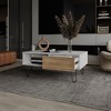 23.6" Engineered Wood Coffee Table with Hairpin Legs, Open Shelf and Drawer for Storage, Perfect for Small Living Rooms or Offices - 2 of 4