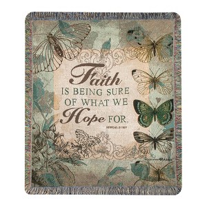 Inspirational Woven Tapestry Throw – Faith Is Being Sure 50x60 inch by Manual Woodworkers and Weavers - 1 of 3