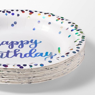 20ct Iridescent Happy Birthday Snack Plates - Spritz&#8482;
