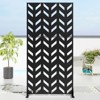Pexfix 72 x 35 Inch Metal Privacy Screen Freestanding Outdoor Divider Panel For Patio Deck Balcony Heavy Duty Base Weatherproof Black Fishbone Diagram - 3 of 4