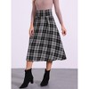 INSPIRE CHIC Women's Plaid High Elastic Waist Vintage Fall A-Line Midi Skirt - 4 of 4